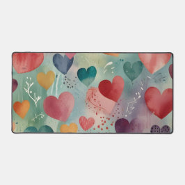 Alfombrilla de escritorio estética con corazones d