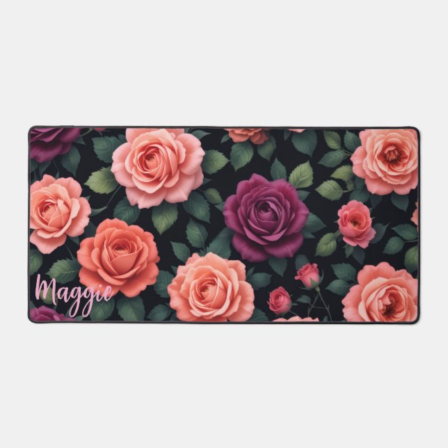 Alfombrilla de escritorio floral personalizada con (Anverso)