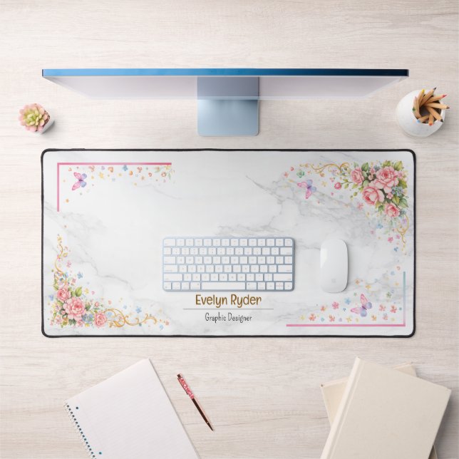 Alfombrilla de escritorio floral personalizada - E (Oficina 1)
