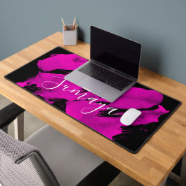 Alfombrilla de escritorio negra y rosa Brushy pers