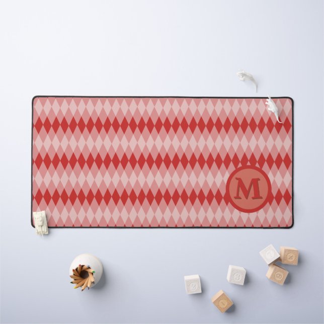 Alfombrilla de escritorio - Patrón Argyle en rojo  (Mesa para niños)