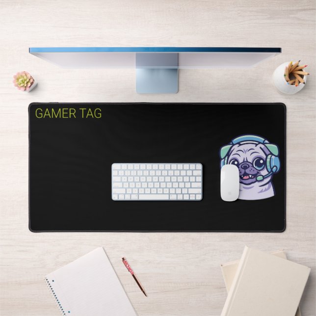 Alfombrilla de escritorio personalizada Gamer Pug  (Oficina 1)