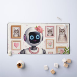 Alfombrilla de escritorio robot de IA femenino ros