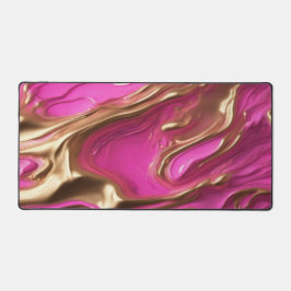 Alfombrilla de escritorio rosa y dorada
