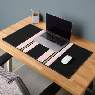Alfombrilla de escritorio rosa y dorado blanco con