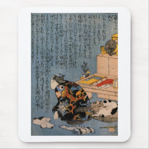 Alfombrilla De Ratón 猫好きな絵師の自画像, pintor que tiene gusto de gatos,