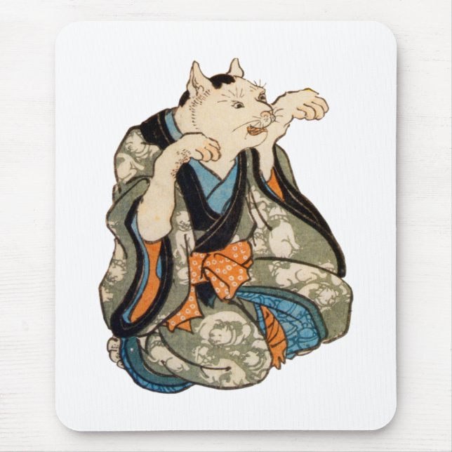 Alfombrilla De Ratón 着 物 の 猫, 芳 藤 Kimono Cat, Yoshifuji, Ukiyoe (Frente)