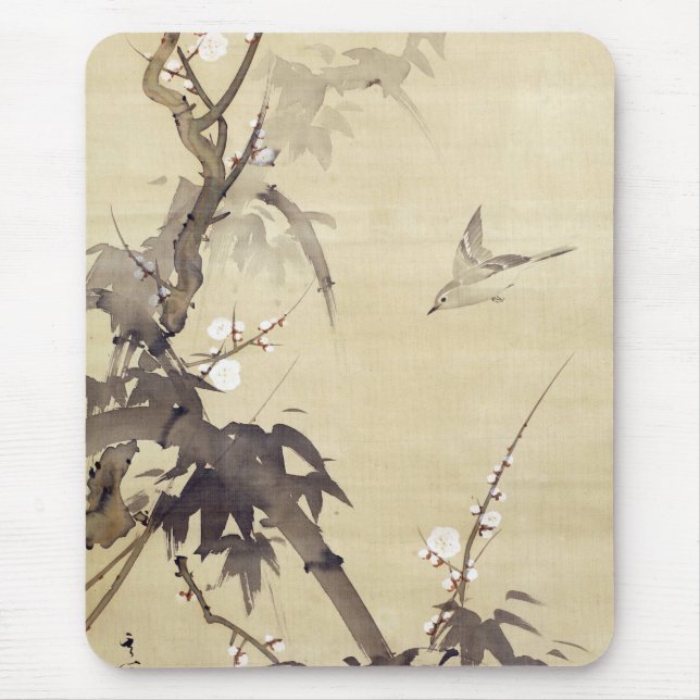 Alfombrilla De Ratón 竹 に 鳥, 其 一 Bird y Bamboo, Kiitsu, Japón Art (Frente)