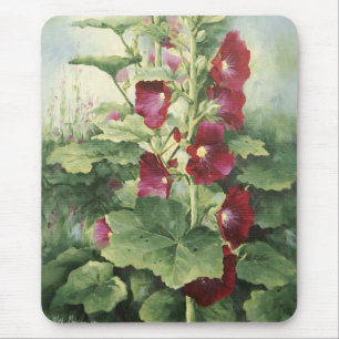 Alfombrilla De Ratón 0536 Burgundy Hollyhocks Mousepad