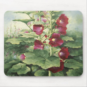 Alfombrilla De Ratón 0536 Hollyhocks Mousepad de Borgoña