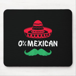 Alfombrilla De Ratón 0% Mexicano Con Sombrero Y Mustache Para Cinco De