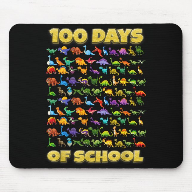 Alfombrilla De Ratón 100 Days Of School Dinosaur 100 Days Smarter  (Frente)
