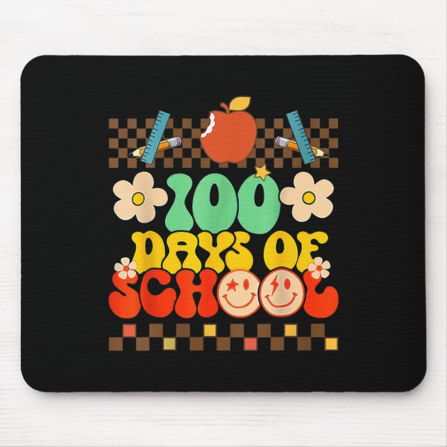 Alfombrilla De Ratón 100° Día De Maestros Retro Groovy 100 (Frente)