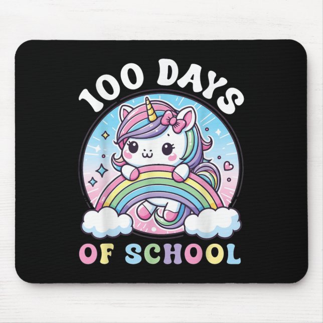 Alfombrilla De Ratón 100 días de Chicas escolares Unicorn 100th Day Sc (Frente)