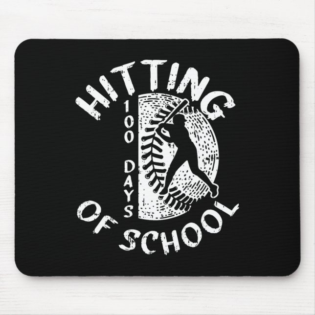Alfombrilla De Ratón 100 Días De Estudiante De Béisbol Jugador Escolar (Frente)
