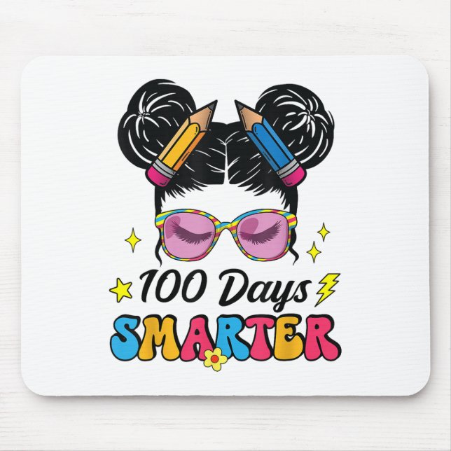 Alfombrilla De Ratón 100 días más inteligente Chica de bollos con mensa (Frente)