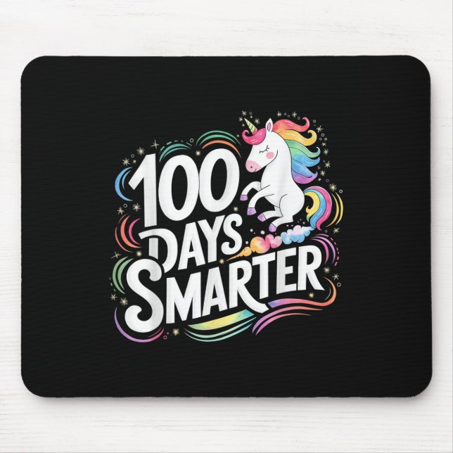 Alfombrilla De Ratón 100 días niños Chicas más inteligentes Unicorn 100 (Frente)