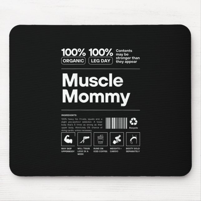 Alfombrilla De Ratón 100% Muscle Mommy - Bodybuilding Gym Fit - Design  (Frente)