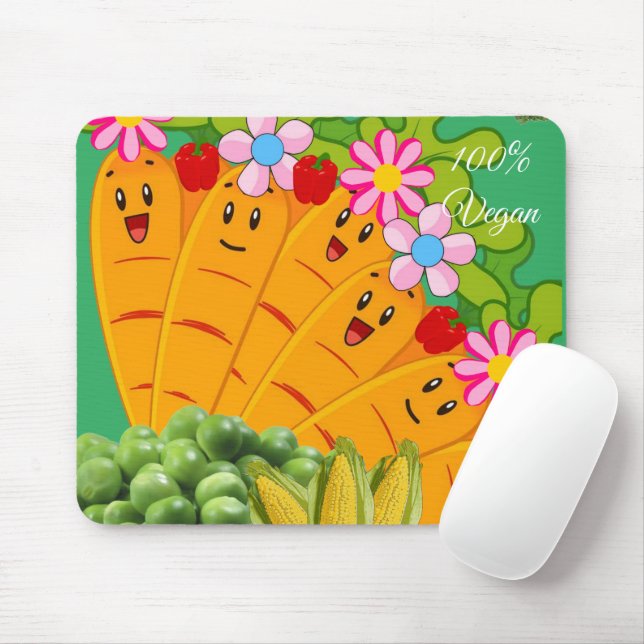 Alfombrilla De Ratón 100% Vegan Carrots Peas Mouse Pad! Pad del ratón (Con ratón)