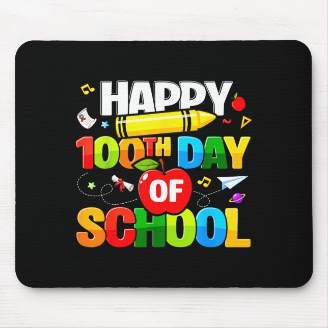 Alfombrilla De Ratón 100th Day Of School Shirt For Teachers Kids Happy  (Frente)