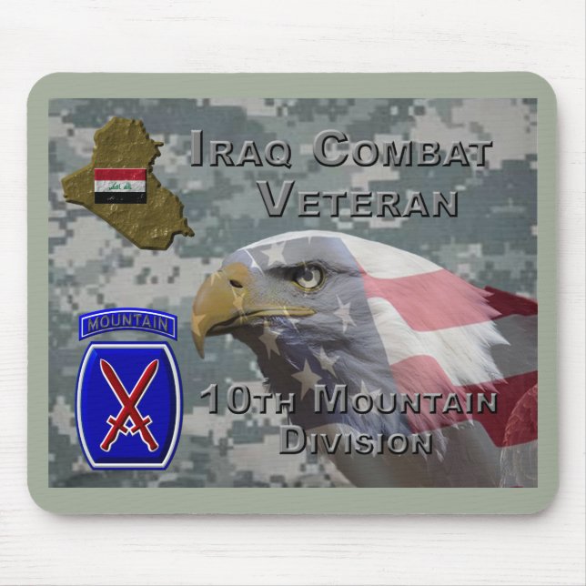 Alfombrilla De Ratón 10.ª Montaña Div Iraq Combat Veteran (Frente)