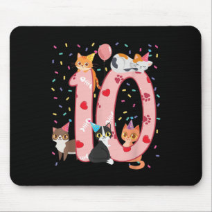 Alfombrilla De Ratón 10.º Chica de cumpleaños lindo traje de gato de 10