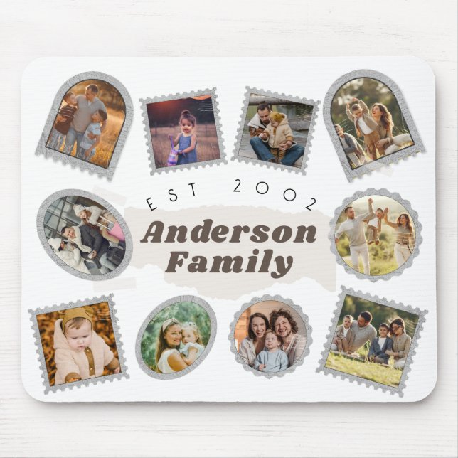 Alfombrilla De Ratón 10 Ten Photo Modern Elegant Collage Family Love (Frente)
