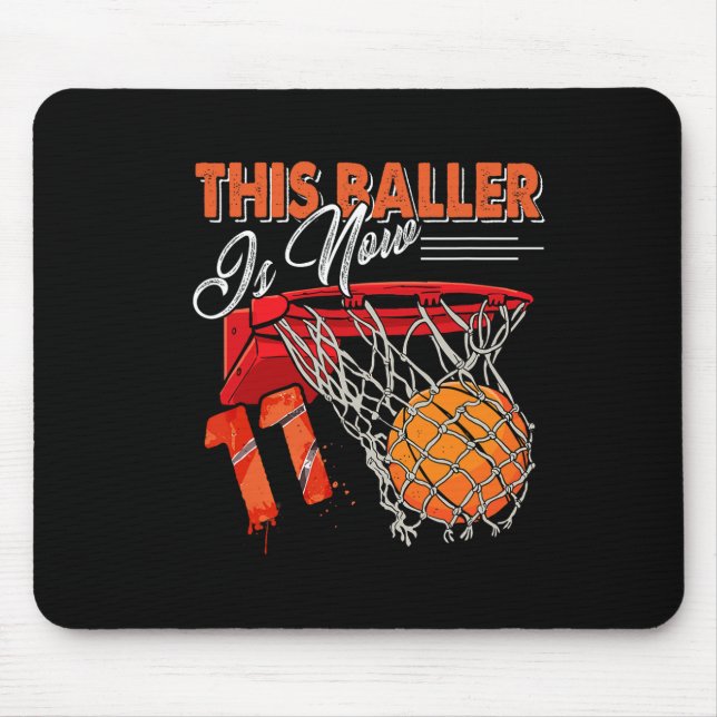 Alfombrilla De Ratón 11.º cumpleaños Bysketbyll Diversión 11 años Gif (Frente)