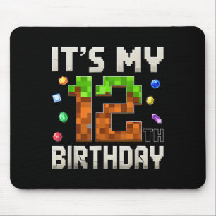 Alfombrilla De Ratón 12.º cumpleaños 12 años Gamer Pixel