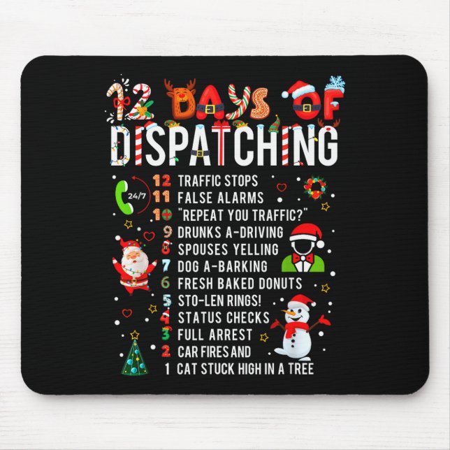 Alfombrilla De Ratón 12 Days Of Dispatching Funny Christmas Dispatcher  (Frente)