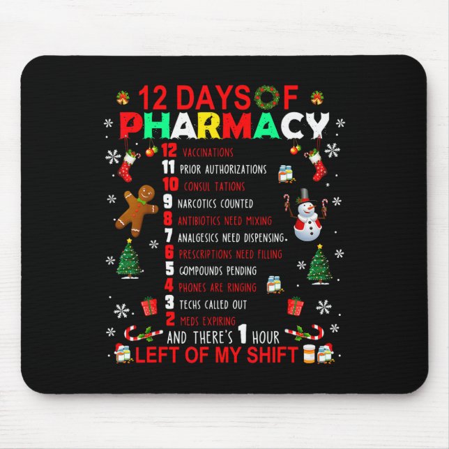 Alfombrilla De Ratón 12 Days Of Pharmacy Funny Christmas Pharmacist Tec (Frente)