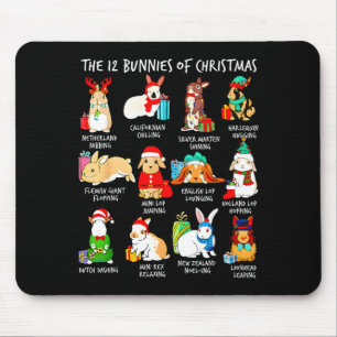 Alfombrilla De Ratón 12 Gatos De Navidad Conejo Bunny Divertido Santa N