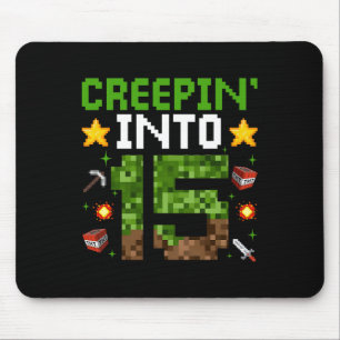 Alfombrilla De Ratón 15.º Jugador de Cumpleaños Pixel Creepin’ En 15 Vi