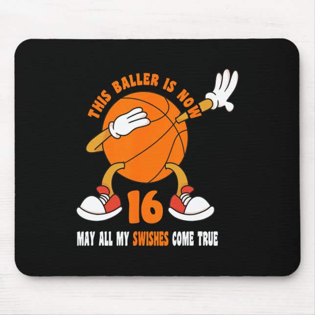 Alfombrilla De Ratón 16 años Feliz 16 aniversario Básquetbol Bi 16 (Frente)