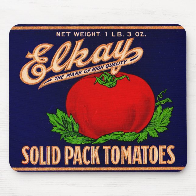 Alfombrilla De Ratón  1930s Elkay Solid Pack Tomatoes can label (Frente)