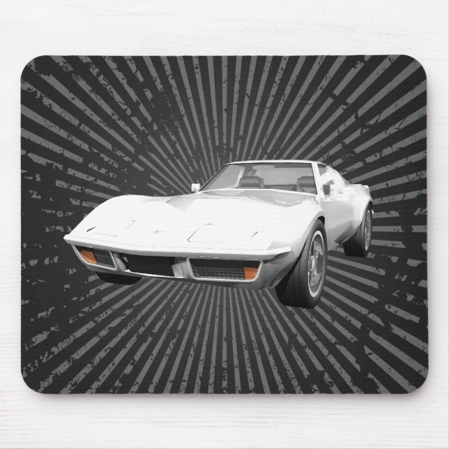 Alfombrilla De Ratón 1970 Corvette Sports Car: White Finish: Mousepad (Frente)
