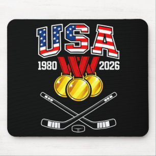 Alfombrilla De Ratón 1982 2026 Hockey Vintage Usa Palos Cruzados