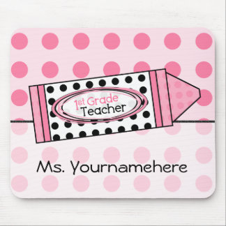 Alfombrilla De Ratón 1r profesor Mousepad del grado del creyón rosado