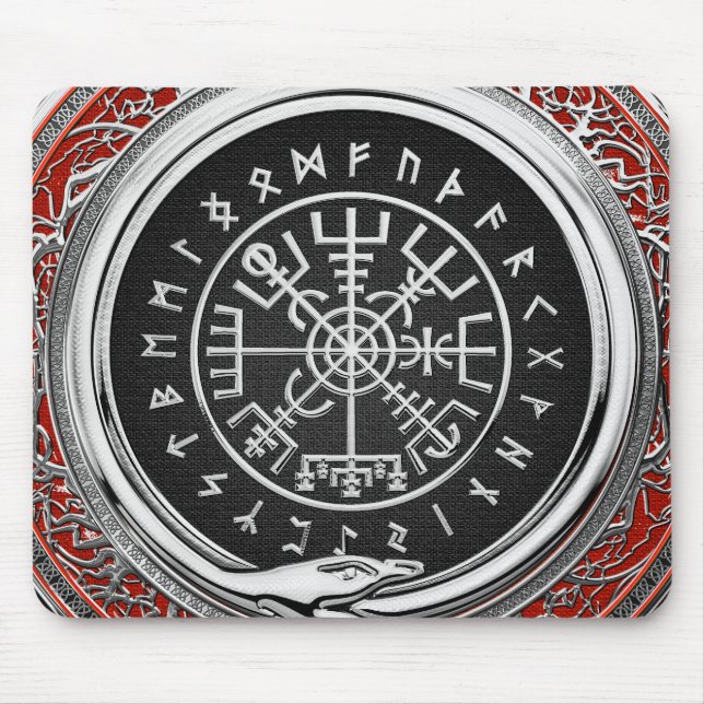 Alfombrilla De Ratón [200] Vegvisir - Viking Silver Magic Runic Compass (Frente)