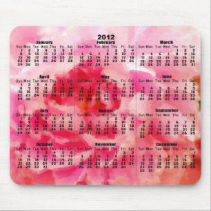 Alfombrilla De Ratón 2012 calendario - Peony pintado rosa Mousepad