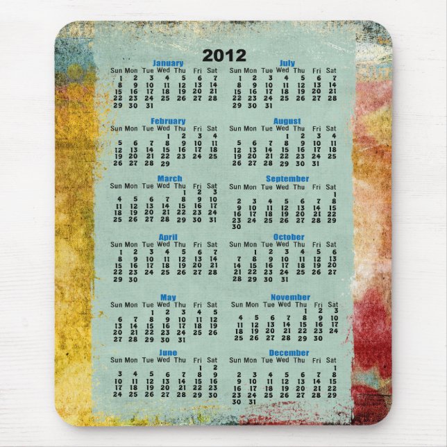 Alfombrilla De Ratón 2012 mousepads del calendario (Frente)