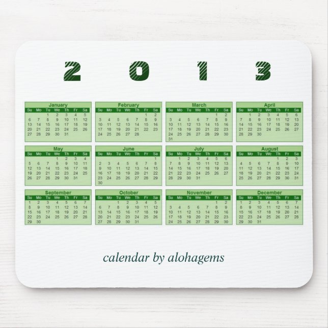 Alfombrilla De Ratón 2013 calendario Mousepad (Frente)