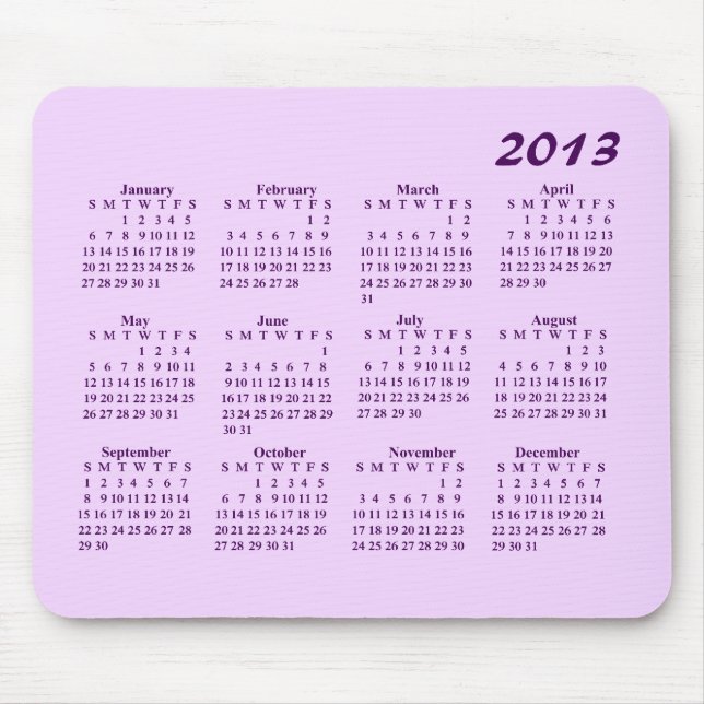 Alfombrilla De Ratón 2013 calendario Mousepad (Frente)