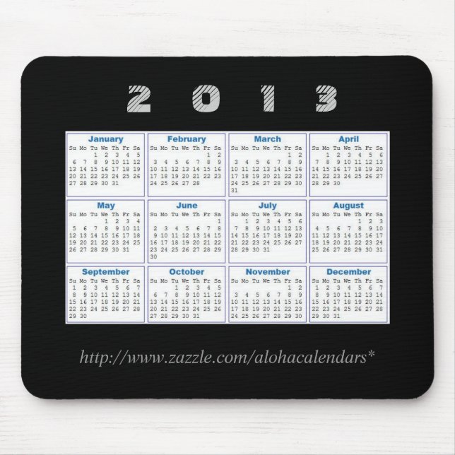 Alfombrilla De Ratón 2013 calendario Mousepad (Frente)