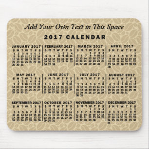Alfombrilla De Ratón 2017 Año Calendario Mensual Personalizado de café
