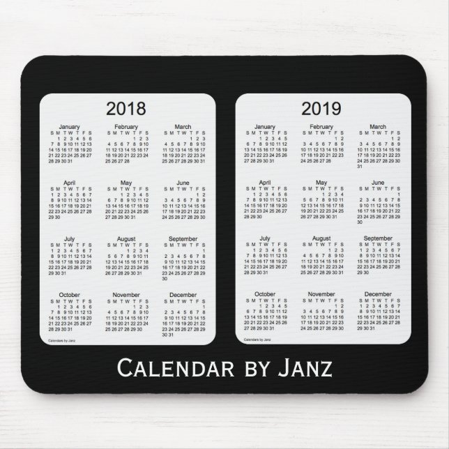 Alfombrilla De Ratón 2018-2019 calendario negro de Janz Mousepad (Frente)