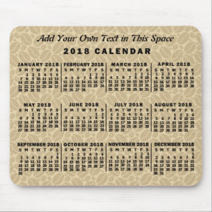 Alfombrilla De Ratón 2018 Año Calendario Mensual Personalizado de café