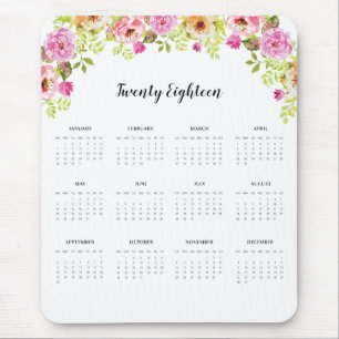 Alfombrilla De Ratón 2018 flores de la primavera del calendario