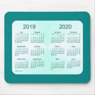 Alfombrilla De Ratón 2019-2020 calendario verde azulado del año escolar