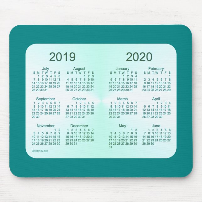 Alfombrilla De Ratón 2019-2020 calendario verde azulado del año escolar (Frente)